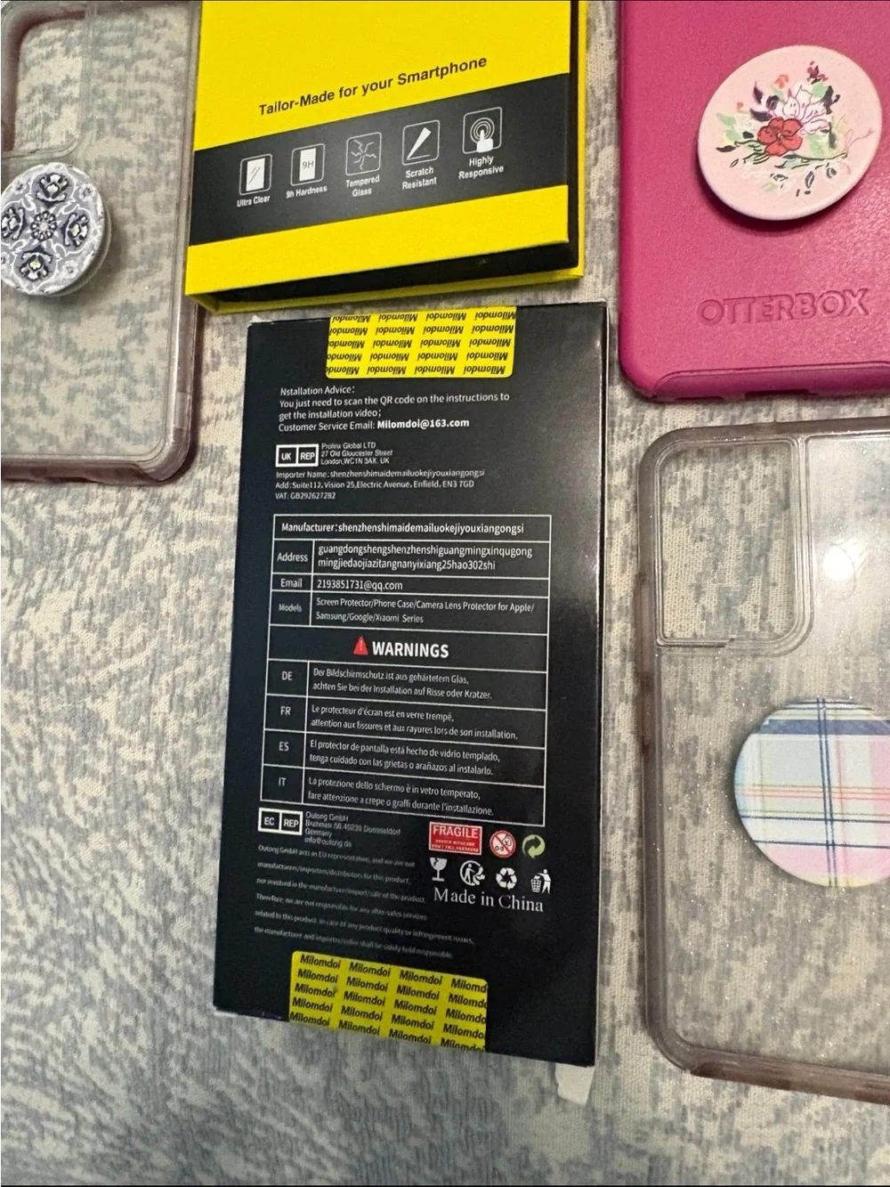 3 Samsung Galaxy S22 otter box Cases + Vera Bradley pop sockets + screen protect